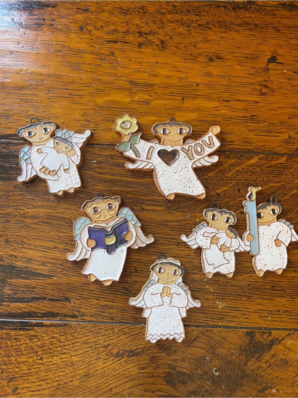 St Andrew’s Abbey of Valyermo, CA  Handcrafted White Angel Ornaments Set –